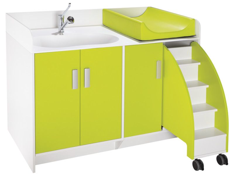 meubles a langer kazeo avec baignoire avec escabeau integre