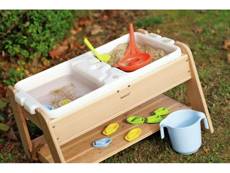 Table D'Activité Eau Et Sable 24 Pièces – Jeu Sensoriel Intérieur/extérieur, Bacs étanches, Dès 3 Ans